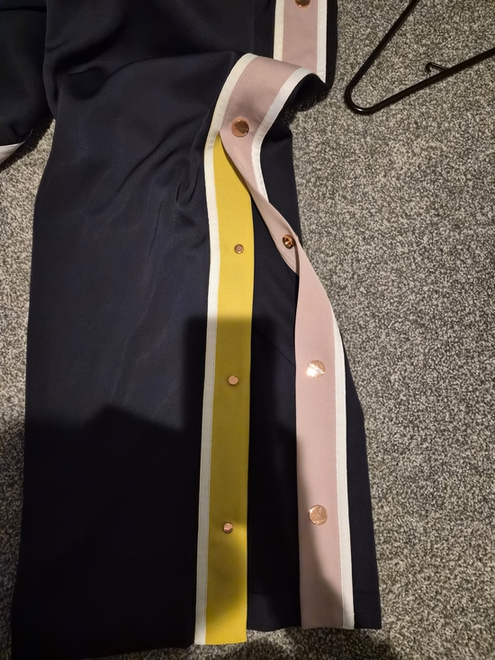 Ted Baker Dark Blue Wide-Leg Side-Trim Pants with Pink & Yellow Accents - Picture 4 of 10